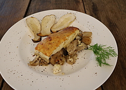 Maronenauflauf oder Steinpilzauflauf mit Pecorino